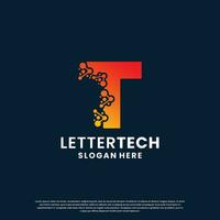 modern letter T logo design with gradient color for technology and science business company. vector