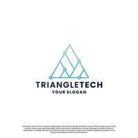 abstract logo for technology. triangle shape and connection circuit concept vector