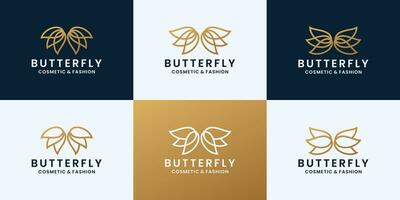 conjunto de mariposa logo diseño para cosmético y Moda marca vector