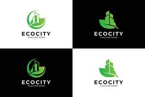 Green city logo set. Eco city logo template. Symbol icon for residential, apartment and city. vector