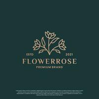 luxury logo design for your business. golden rose flower logo vector