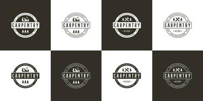 set of carpenter industry logo design vintage badge emblem vector