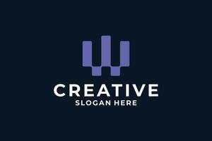 Creative letter W logo design with digital, fast, connection concept. vector