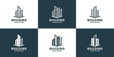 conjunto de edificio logo diseño para real inmuebles negocio vector