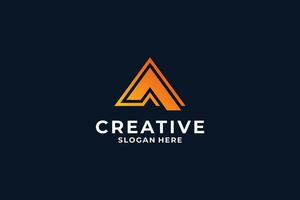 Creative Letter A logo design with creative triangle concept. vector