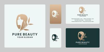 pure beauty, nature woman logo design templates vector