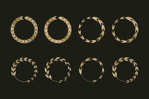 Set of circle shape laurel wreath logo design collection. vector