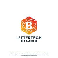 modern letter B technology logo design with gradient color vector