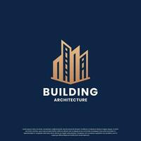 minimalist building logo design combine house with skyscraper vector