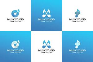 Set of music logo design collection. Audio player element design. vector