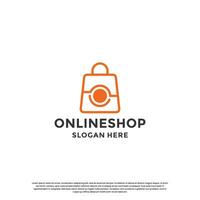 online shopping logo design. quick shopping store logo template vector