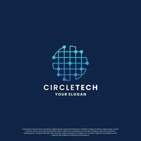 world technology logo design. abstract logo for technology. circle and circuit connection concept vector