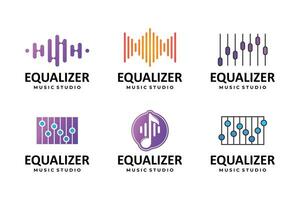 Set of music wave logo design equalizer. Music player element. Audio wave logo concept. vector
