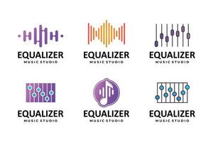 Set of music wave logo design equalizer. Music player element. Audio wave logo concept. vector