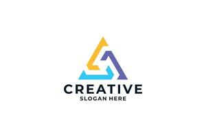 Creative Letter A logo design with creative triangle concept. vector