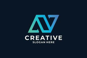 Modern concept letter N logo design with creative gradient color. vector