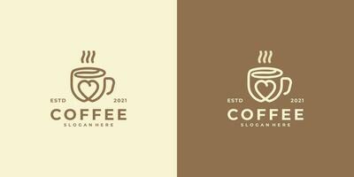 coffee lover logo with line art style vector