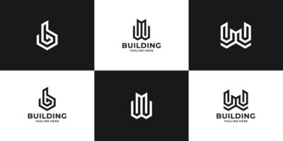 set of construction with initial logo design. vector