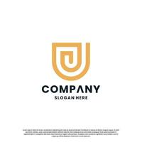 creative letter J monogram logo design combination with shield vector