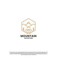 retro mountain logo design template. hill explore adventure logo vintage. vector