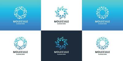 Abstract molecule with circle shape logo design collection vector