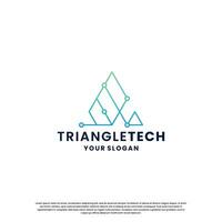 abstract logo for technology. triangle shape and connection circuit concept vector