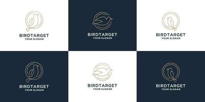 set of minimalist bird target, line art logo design templates vector