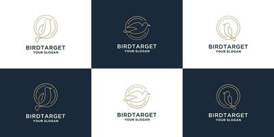 set of minimalist bird target, line art logo design templates vector