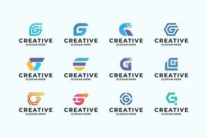 Collection of creative letter G logo design. Abstract symbol logo design inspiration. vector