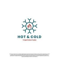 hot and cold logo design for temperature. snow and flame icon combination vector