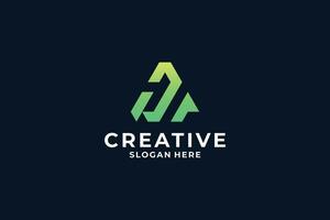 Letter A logo design with creative triangle concept. vector