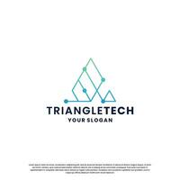 resumen logo para tecnología. triángulo forma y conexión circuito concepto vector