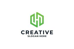 Abstract letter H logo design with creative Hexagon shape. vector