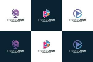 set of colorful music logo design template. vector