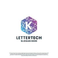 letter K logo design for technology, science and lab business company identity vector