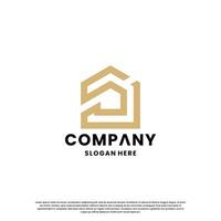 monogram letter with house combination logo design vector