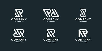 set of letter R, R R, P logo design monogram collection vector