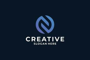 Modern concept letter N logo design with creative gradient color. vector