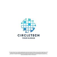 world technology logo design. abstract logo for technology. circle and circuit connection concept vector