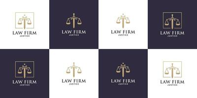 set of justice with sword combination logo design vector