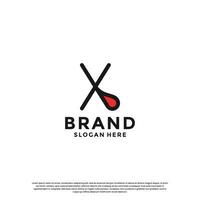 letter X with drop combination logo design inspiration vector