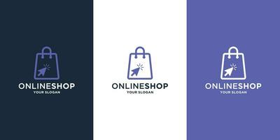 minimalista en línea tienda logo diseño vector