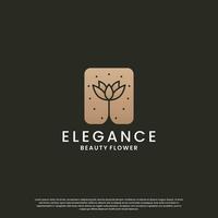 luxury rose flower logo design with golden color for boutique, cosmetic and beauty product vector