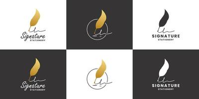 set of signature logo design vector