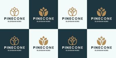 pine cone logo design collections flat style and line art vector