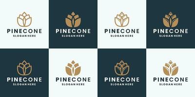 pine cone logo design collections flat style and line art vector