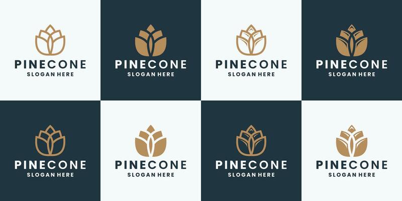 pine cone logo design collections flat style and line art vector