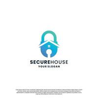 creative security house logo design. house with padlock combination. minimalist modern concept. vector