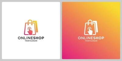 modern online shop click logo design with gradient color vector