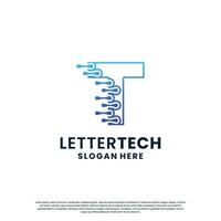 creative letter T tech, science, lab, data computing logo design for your business identity vector